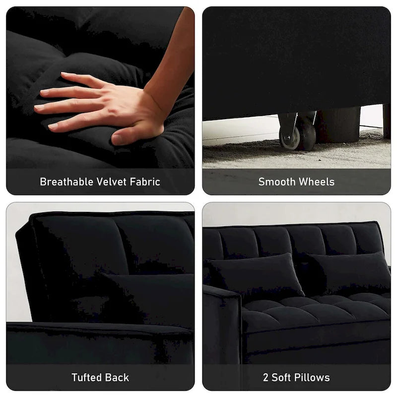 Samt-Schlafsofa-Loveseat mit Seitenfach