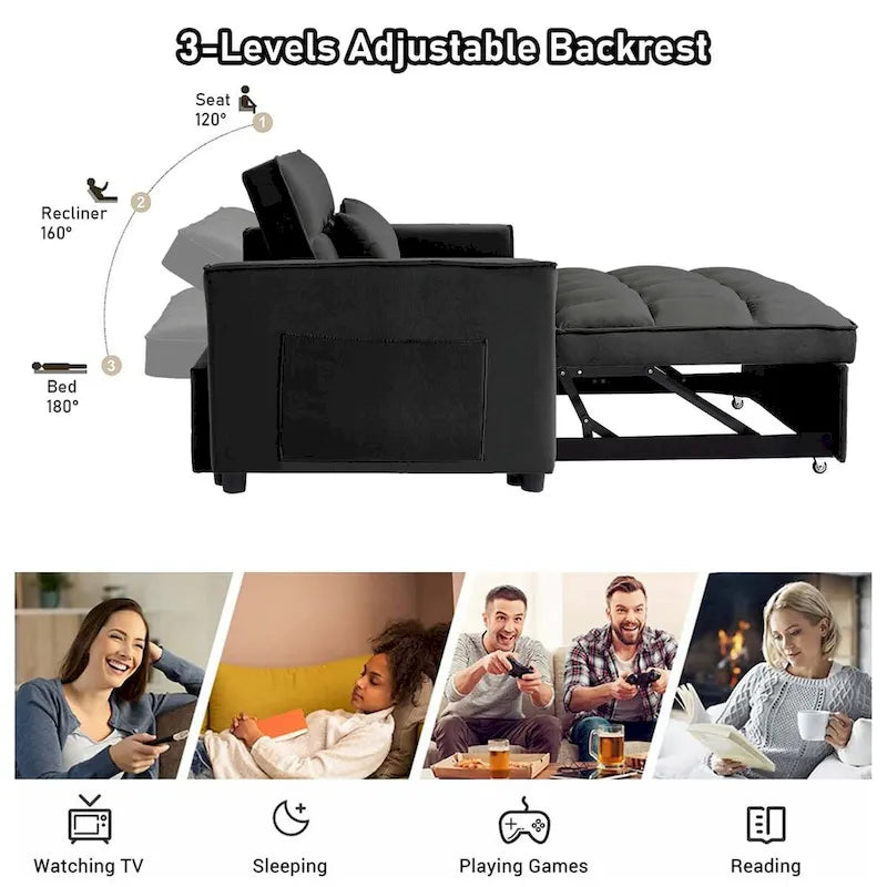 Samt-Schlafsofa-Loveseat mit Seitenfach