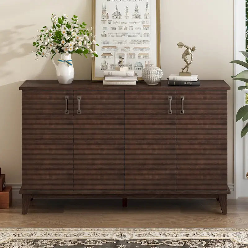 Modernes Sideboard mit 4 Türen, großem Stauraum, verstellbaren Einlegeböden und Metallgriffen