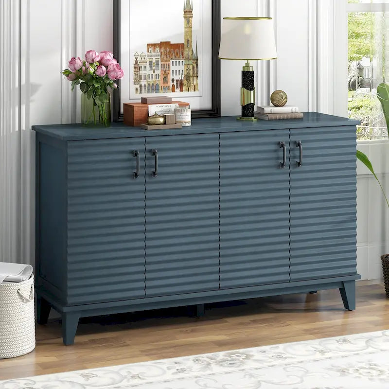 Modernes Sideboard mit 4 Türen, großem Stauraum, verstellbaren Einlegeböden und Metallgriffen