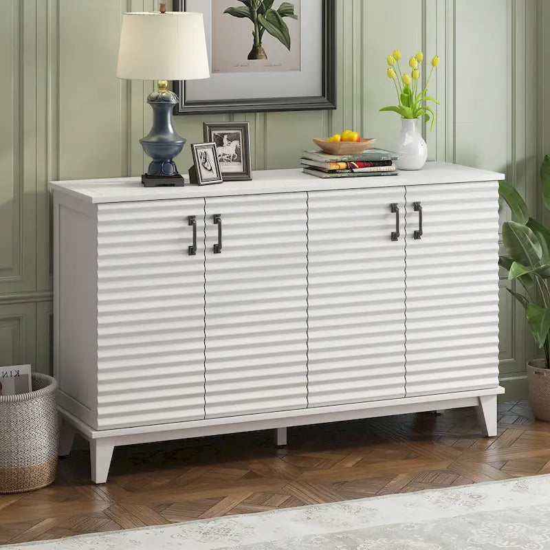 Modernes Sideboard mit 4 Türen, großem Stauraum, verstellbaren Einlegeböden und Metallgriffen