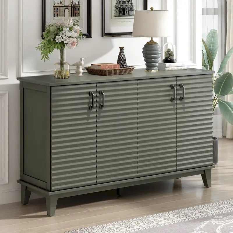 Modernes Sideboard mit 4 Türen, großem Stauraum, verstellbaren Einlegeböden und Metallgriffen