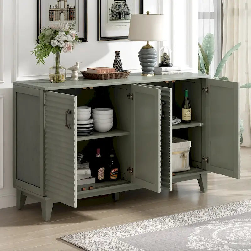 Modernes Sideboard mit 4 Türen, großem Stauraum, verstellbaren Einlegeböden und Metallgriffen