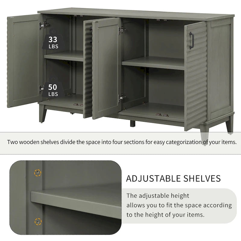 Modernes Sideboard mit 4 Türen, großem Stauraum, verstellbaren Einlegeböden und Metallgriffen