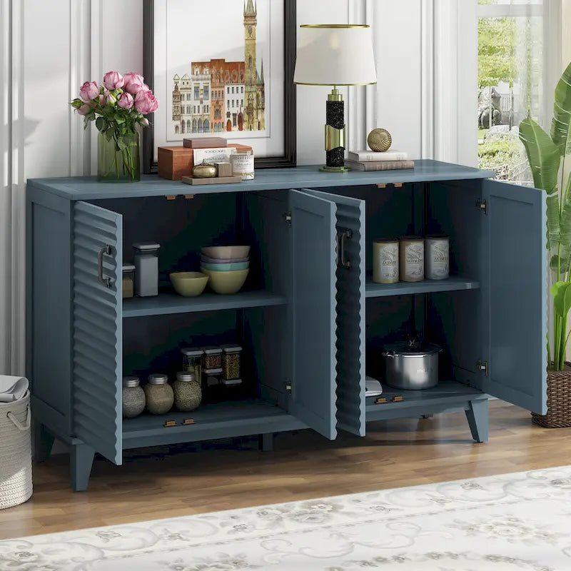 Modernes Sideboard mit 4 Türen, großem Stauraum, verstellbaren Einlegeböden und Metallgriffen