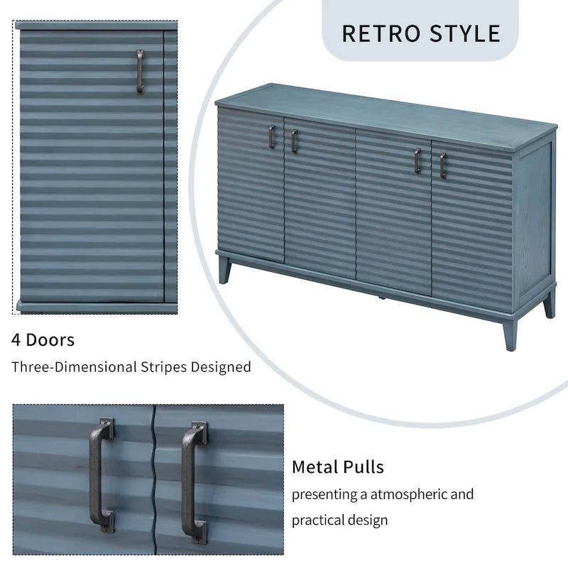 Modernes Sideboard mit 4 Türen, großem Stauraum, verstellbaren Einlegeböden und Metallgriffen