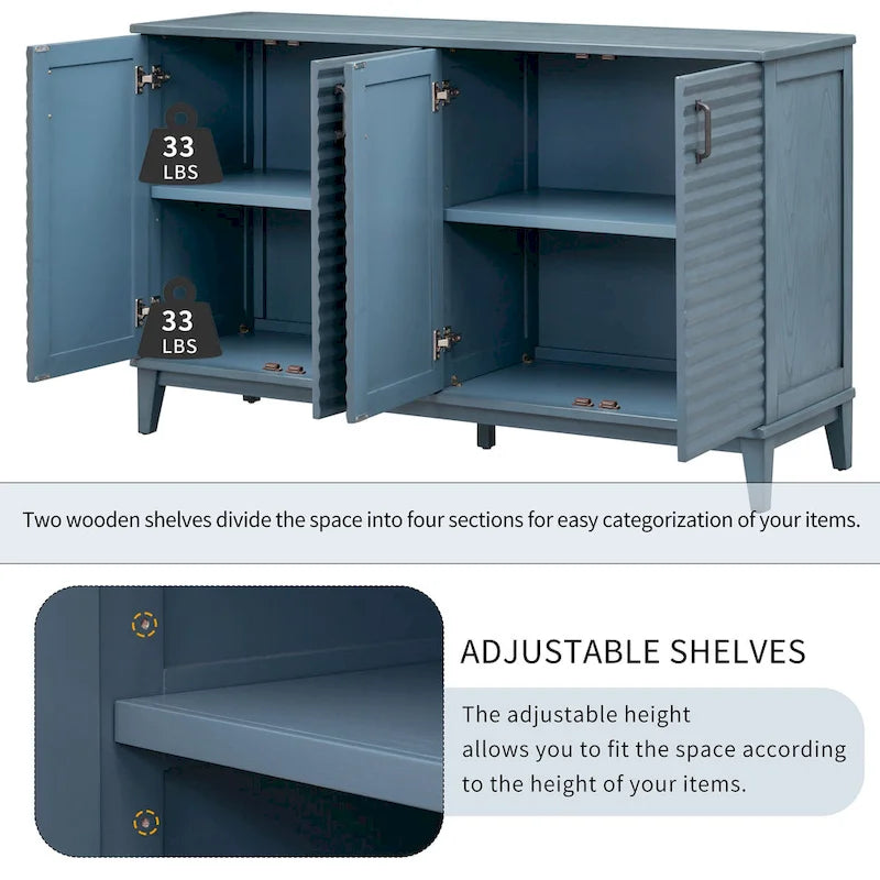 Modernes Sideboard mit 4 Türen, großem Stauraum, verstellbaren Einlegeböden und Metallgriffen