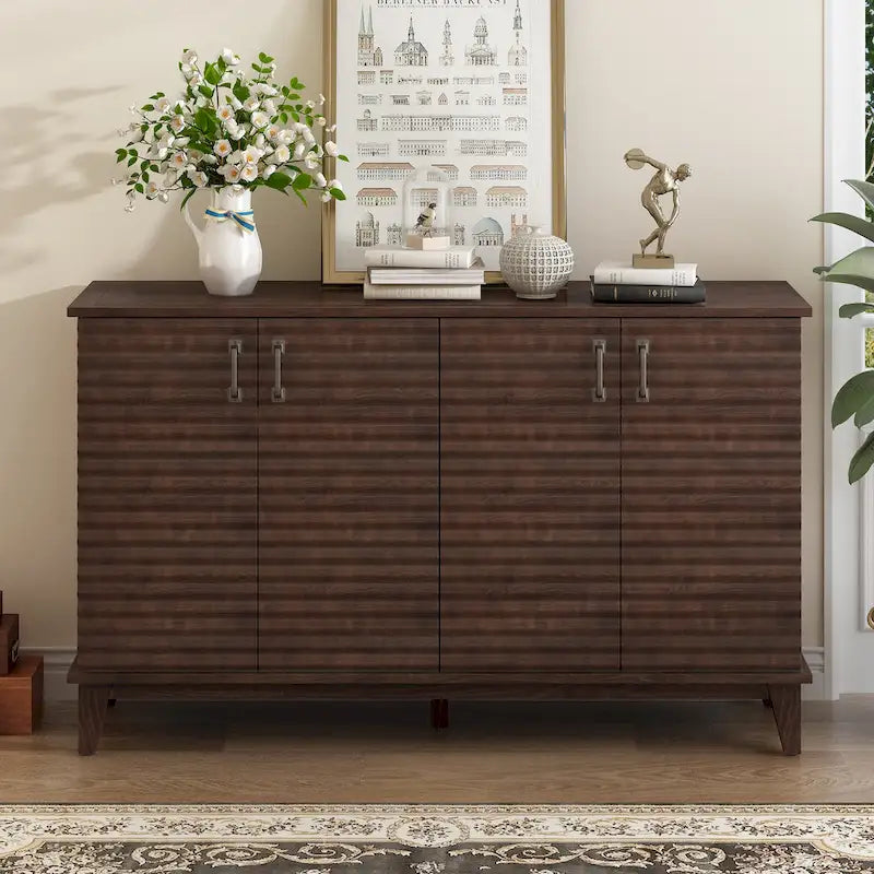 Modernes Sideboard mit 4 Türen, großem Stauraum, verstellbaren Einlegeböden und Metallgriffen