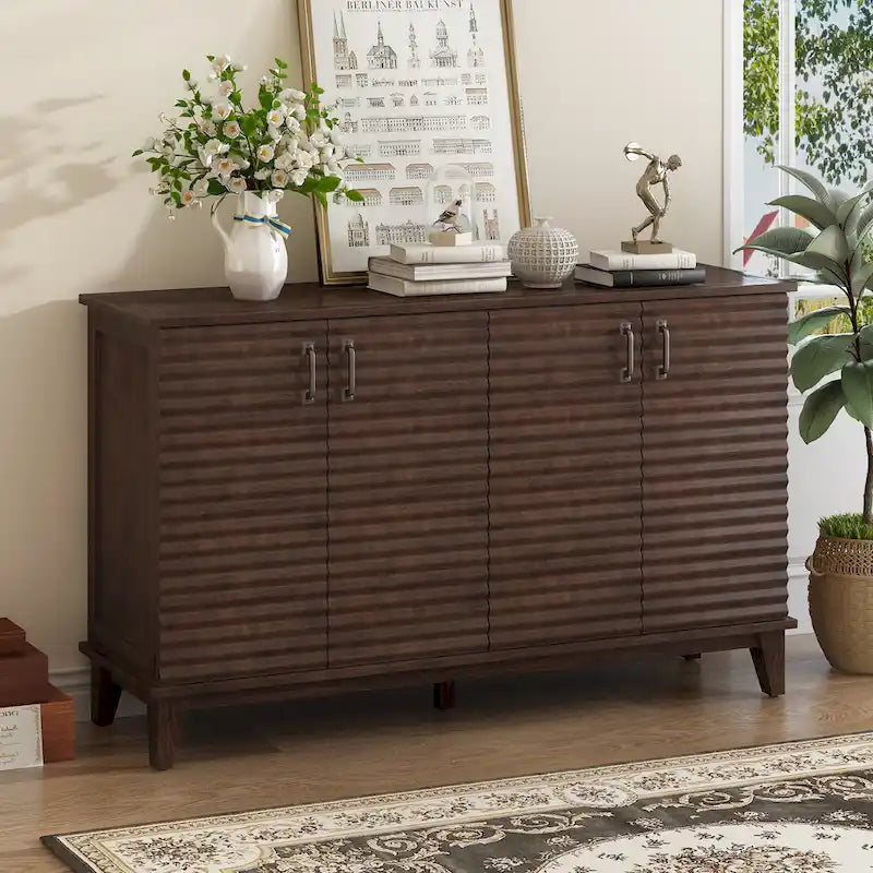 Modernes Sideboard mit 4 Türen, großem Stauraum, verstellbaren Einlegeböden und Metallgriffen