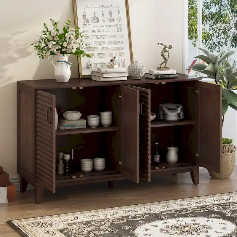 Modernes Sideboard mit 4 Türen, großem Stauraum, verstellbaren Einlegeböden und Metallgriffen