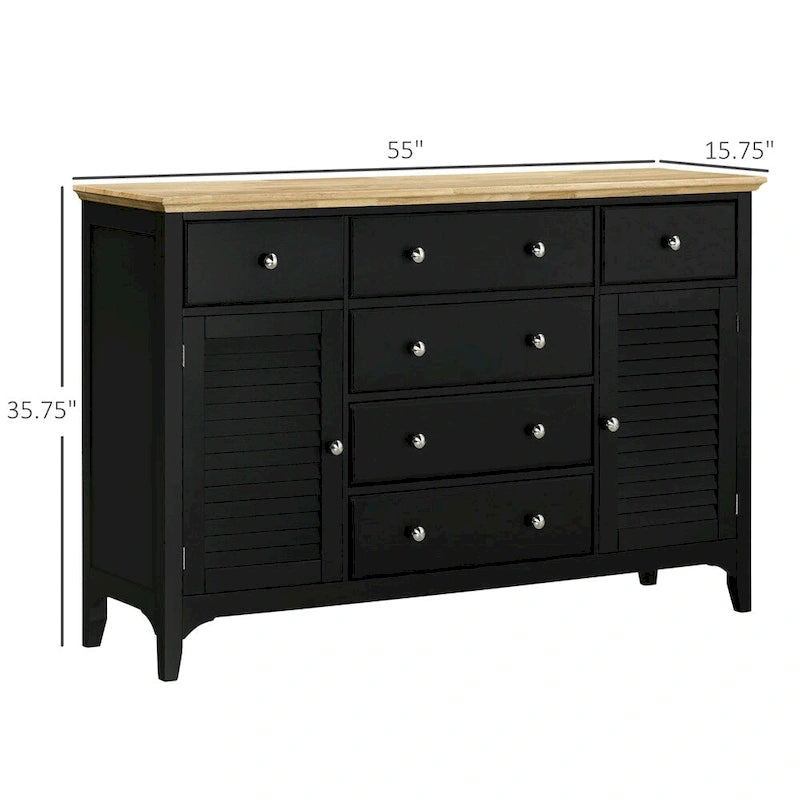 Holz-Sideboard-Buffet-Schrank mit Schubladen und verstellbaren Einlegeböden
