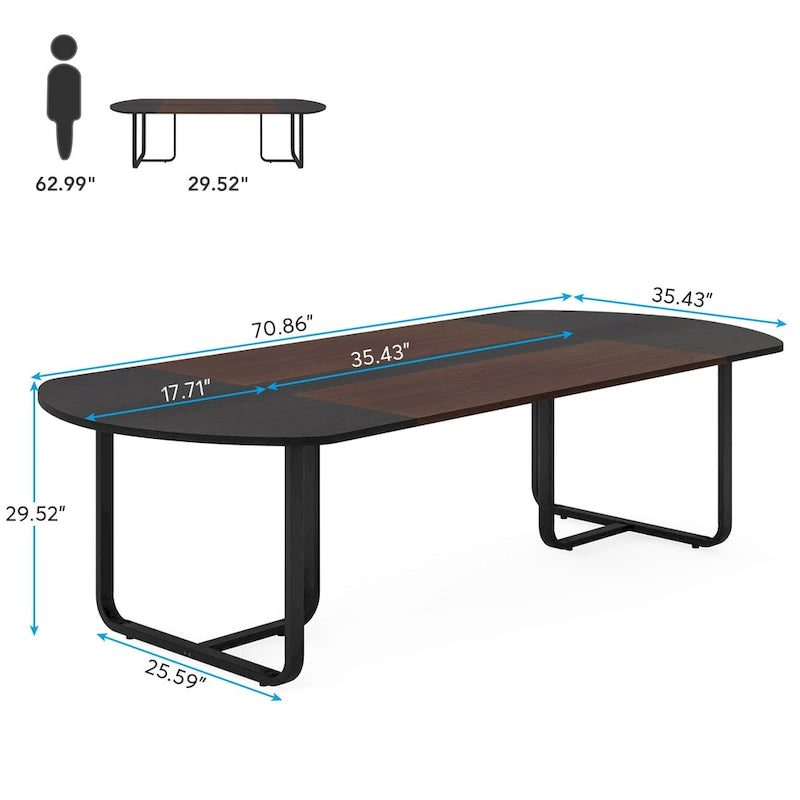 6FT Ovaler Konferenztisch, gebogene Besprechungstische für das Büro